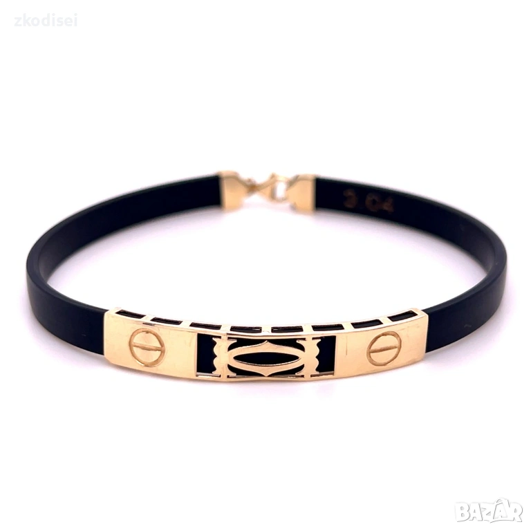 Златна гривна с кожа 3,04гр. 20,0см. 14кр. проба:585 модел:36349-1, снимка 1