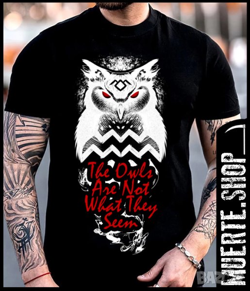 Тениска с щампа TWIN PEAKS OWLS QUOTE, снимка 1