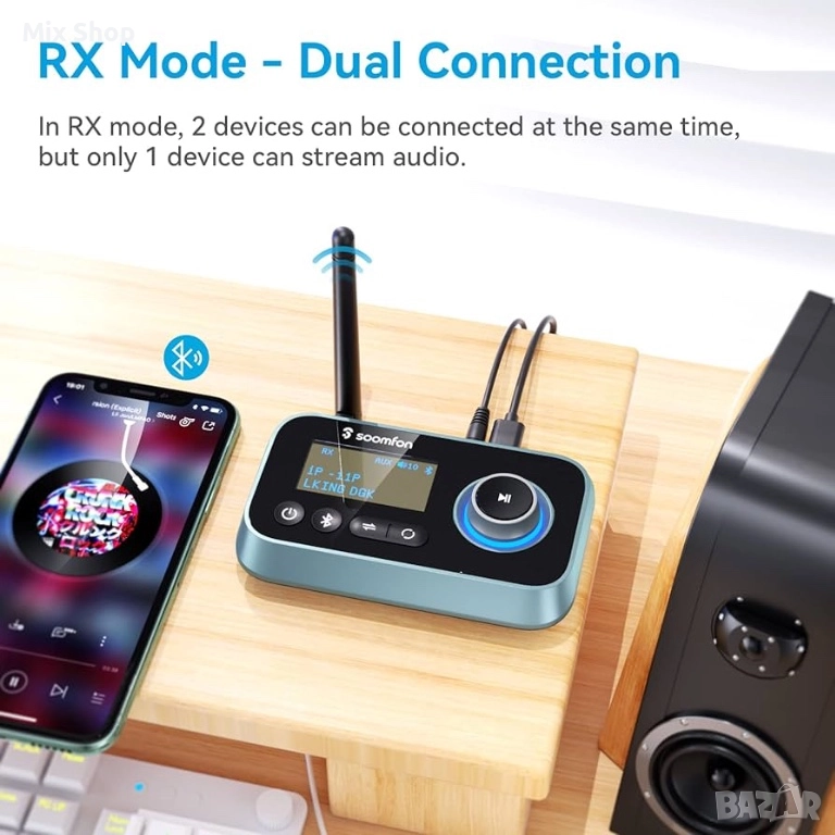 SOOMFON Bluetooth 5.0 Transmitter for TV 3-in-1 Bluetooth , снимка 1