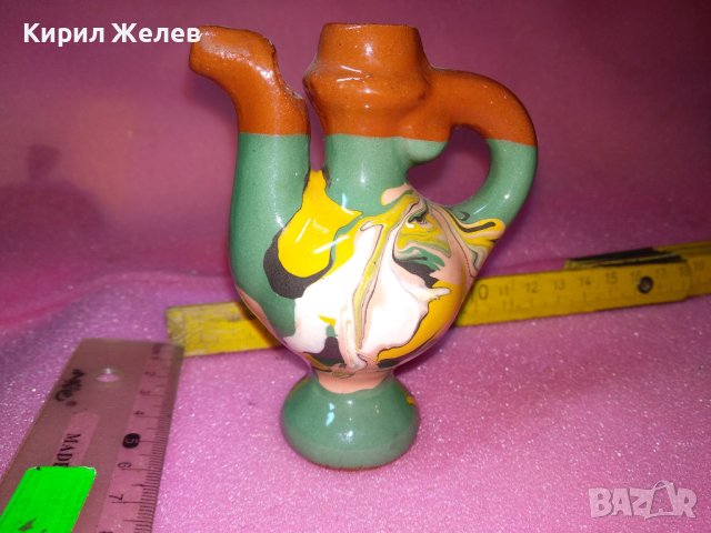 КЕРАМИЧНО БЪРДУЧЕ СВИРКА РЪЧНА МАЙСТОРСКА ИЗРАБОТКА ТРАДИЦИОНЕН ЕТНО СУВЕНИР ГЛЕДЖОСАНА ГЛИНА 42941, снимка 3 - Декорация за дома - 44297439