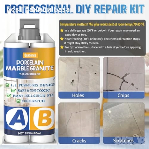 Нов Ремонтен комплект за баня — поправка на пукнатини и отчупвания, снимка 2 - Други стоки за дома - 51938012