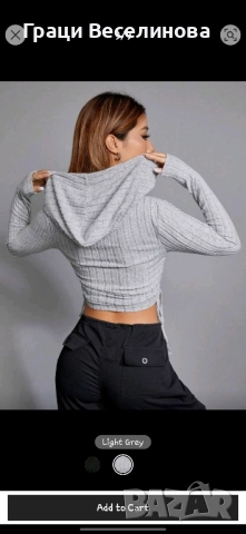 Дамска блуза с дълъг ръкав и качулка. , снимка 2 - Блузи с дълъг ръкав и пуловери - 52089877