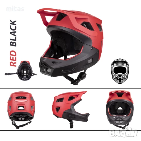 Кросова каска DROP, Full Face, Олекотена, Сертифицирана - Вело, Скутер, снимка 8 - Аксесоари за велосипеди - 51303262