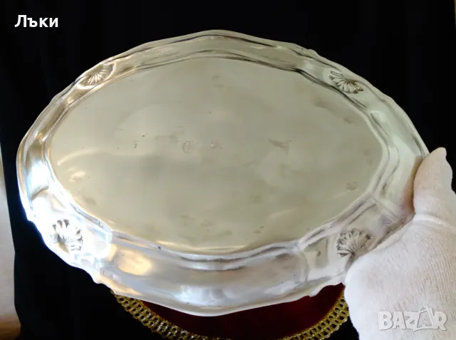 Овално плато,фруктиера от калай Art Nouveau. , снимка 5 - Антикварни и старинни предмети - 49934507