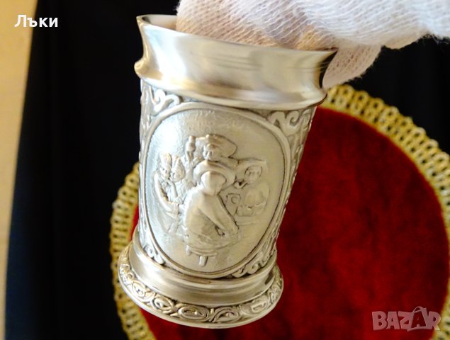 Чаши от калай за ракия,ловци,покер,кръчма. , снимка 4 - Антикварни и старинни предмети - 44479647