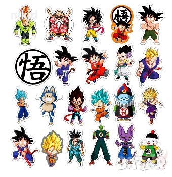 50 бр Dragon Ball драгон бол самозалепващи лепенки стикери за украса декор картонена торта, снимка 3 - Други - 42346590