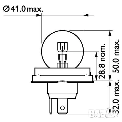 Крушка PHILIPS R2 24V 55/50W P45T-41 CLEAR №13620C1, снимка 3 - Аксесоари и консумативи - 51163762