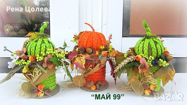 Есенна украса на дървена макара, снимка 3 - Декорация за дома - 41577488