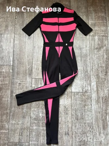 Нов спортно елегантен за фитнес ски спорт  черен розов гащеризон , снимка 3 - Спортни екипи - 47346527