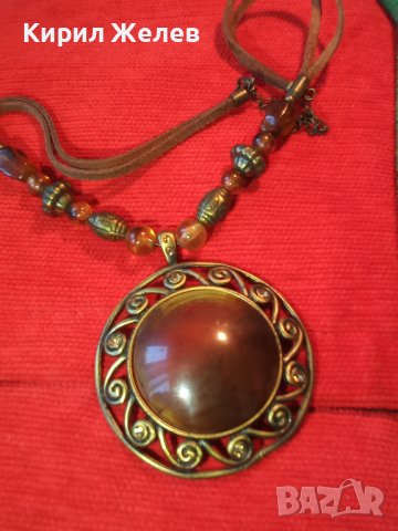 СТИЛНО ЕФЕКТНО ВИНТИДЖ КОЛИЕ МЕСИНГ и КАТАЛИН / ТОПЕН КЕХЛИБАР ХЕНД МЕЙД БИЖУ 27866, снимка 10 - Колиета, медальони, синджири - 37128448