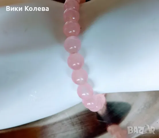 Гривна от розов кварц – камък на любовта и емоционалния баланс, снимка 4 - Гривни - 50212374