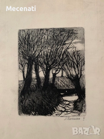 ЛЮДМИЛА ПОПТОШЕВА ранна работа офорт, снимка 9 - Картини - 53113407