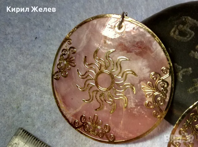 ШАРМАНТНИ СЕДЕФЕНИ ВИНТИДЖ АРТ СТИЛ ОБЕЦИ РИСУВАН РОЗОВ СЕДЕФ 48813, снимка 5 - Обеци - 48829945