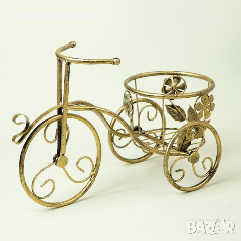 Метален цветарник Колело - с една саксия, снимка 1