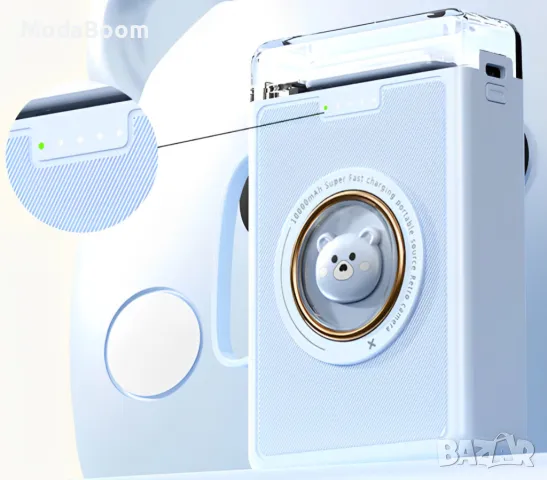 Мини Power Bank с анимационна LED светлина с вградени 4 кабела,10000mAh, снимка 3 - Фотоапарати - 48682905