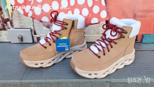 Английски дамски оригинални боти Skechers,естествена кожа , снимка 6 - Дамски боти - 48473298