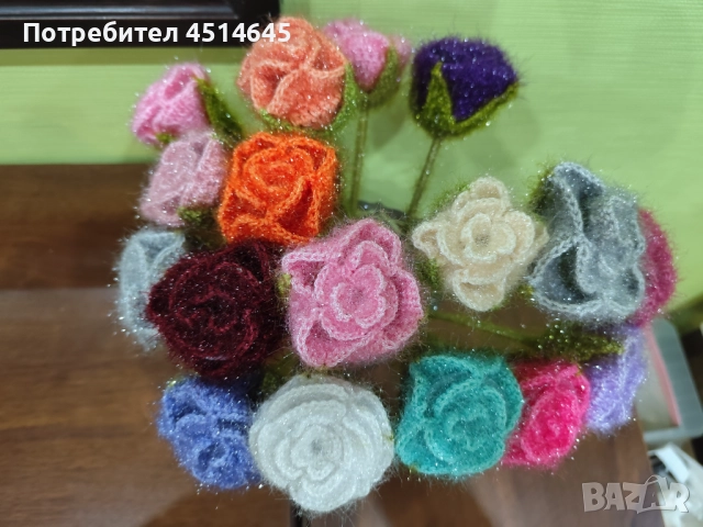 Рози плетени с бляскав ефект , снимка 2 - Изкуствени цветя - 50839099