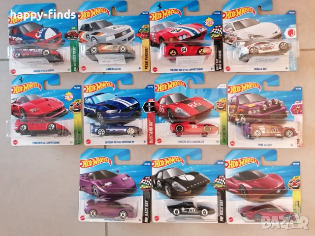 Hot Wheels Honda, Ferrari,Audi, Subaru,Porsche,Ford, Bugatti,McLaren