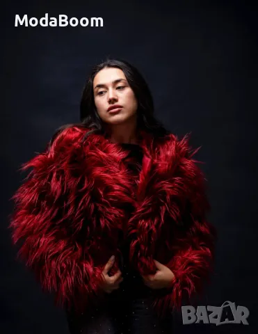 Луксозно червено дамско зимно яке 