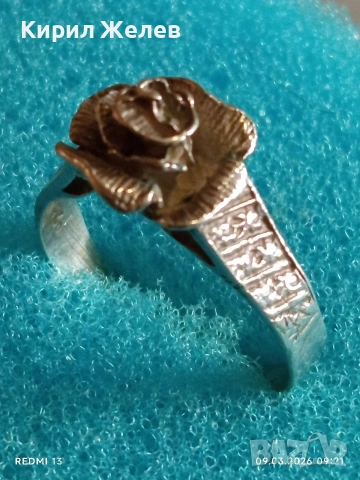 Винтидж сребърен пръстен флорален мотив стил и елегантност великолепна изработка 27514, снимка 7 - Пръстени - 53762555