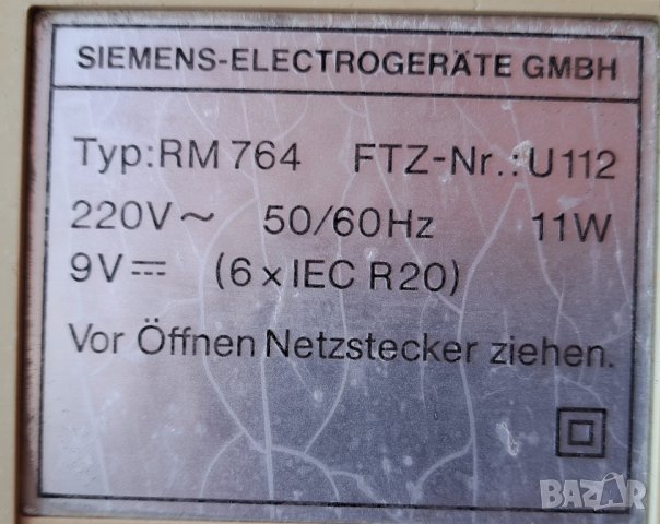 Касетофон SIEMENS RM-764 , снимка 5 - Аудиосистеми - 44339050