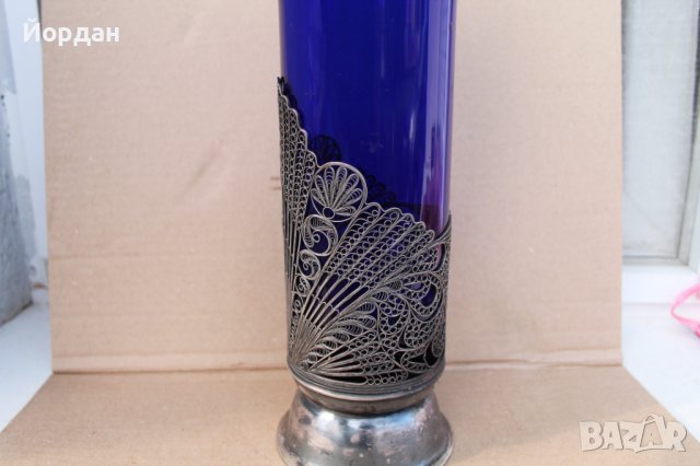 СССР ваза стъкло посребрен корпус, снимка 7 - Антикварни и старинни предмети - 40834390