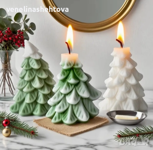 3D наклонена елха силиконов молд форма свещи гипс сапун смола фондан шоколад 