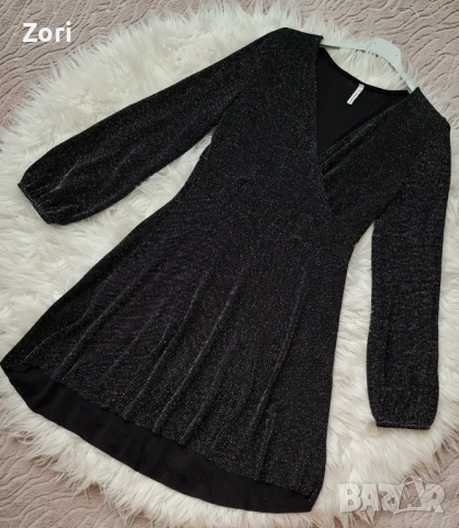 БЛЕСТЯЩА черно-сребриста рокля