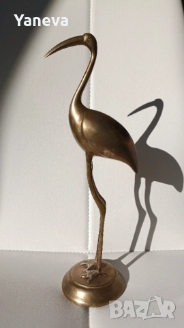 Vintage бронзова статуетка на жерав, снимка 6 - Статуетки - 53115227