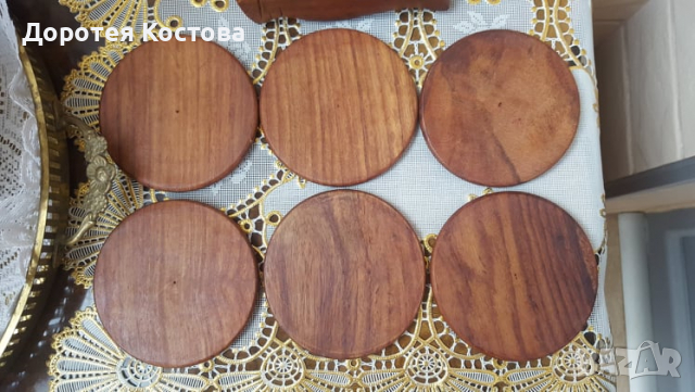 Красиви дървени подложки за чаши с поставка делфин, снимка 5 - Антикварни и старинни предмети - 36150747