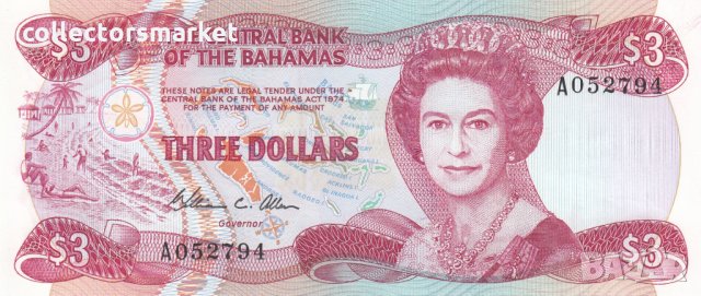 3 долара 1974, Бахамски острови