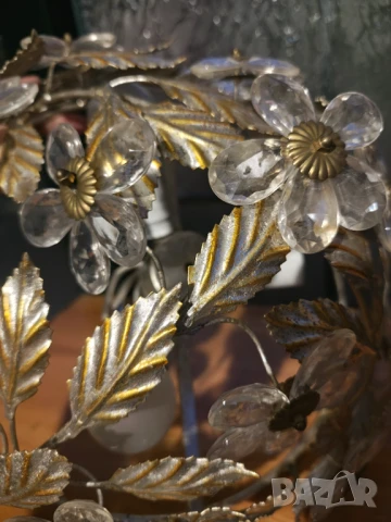 Арт Деко Ретро плафон желязо кристал, снимка 7 - Лампи за таван - 50992058