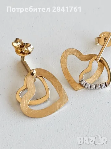 Златни обеци злато 14К проба 585, снимка 6 - Обеци - 49368743