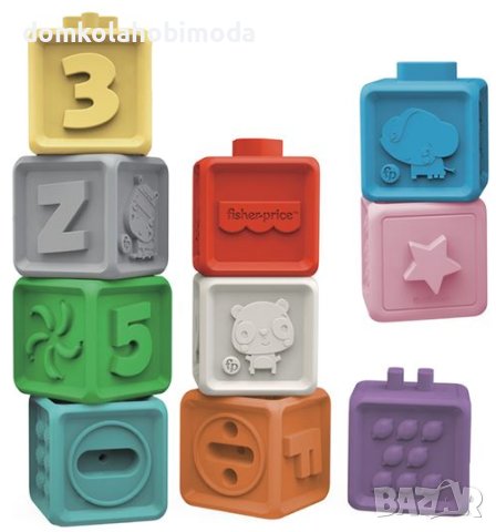 Бебешка играчка 10 Меки цветни тухли - Fisher Price, 25х5,5х18,5см, снимка 2 - Образователни игри - 41814117