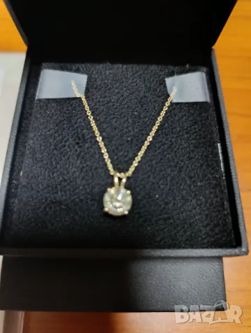 Златно дамско колие с 💯 % ЕСТЕСТВЕН диамант 1,54 ct., снимка 5 - Колиета, медальони, синджири - 49108617