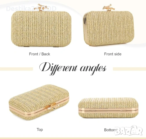 Елегантна Дамска чанта ратан с верижка, снимка 2 - Чанти - 53527649