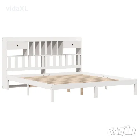 vidaXL Легло с етажерка за книги, без матрак, 180x200 см, бор масив, снимка 3 - Спални и легла - 56147068