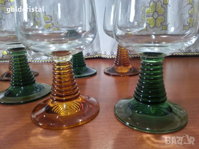 Ретро стъклени чаши цветно стъкло , снимка 2 - Антикварни и старинни предмети - 44927570