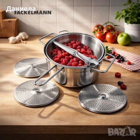 Мелница/цедка за зеленчуци и плодове, 4 части, Неръждаема стомана, снимка 3 - Други стоки за дома - 53499274