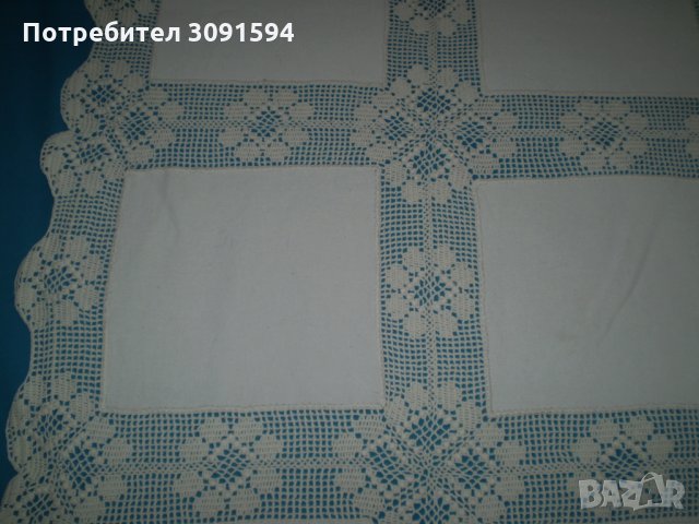 Винтидж покривка лен с плетени на една кука мотиви ръчно изработена, снимка 8 - Антикварни и старинни предмети - 34298497