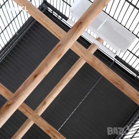 vidaXL Клетка за птици с покрив, стомана, черна, 66x66x155 cм, снимка 5 - За птици - 56146243