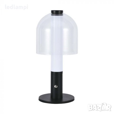 Настолна LED Лампа 2W Димиране Черна + Прозрачно Стъкло Презареждане 3в1