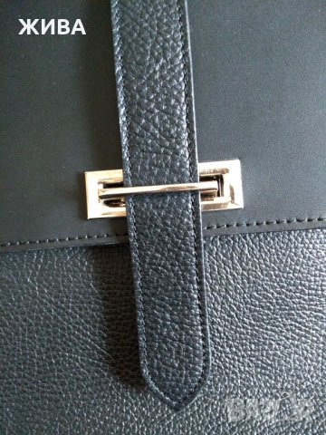 ЕСТЕСТВЕНА КОЖА /made in ITALY/ официална черна дамска чанта, снимка 4 - Чанти - 35939025