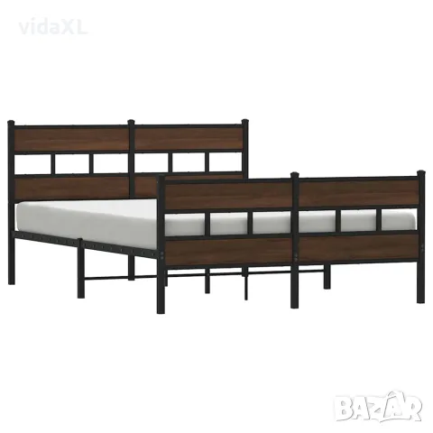 vidaXL Метална рамка за легло, без матрак, кафяв дъб, 160x200 см