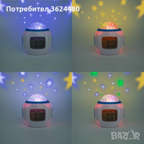 Музикален Дигитален Часовник с Прожектор за Звезди, снимка 4 - Други - 40040131