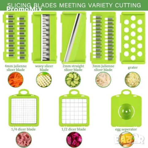 Мултифункционално кухненско ренде Prokitchen DE-QCQ-14A-XBS Grater 13в1 Мулти ренде Кухненско ренде, снимка 6 - Други - 48141552