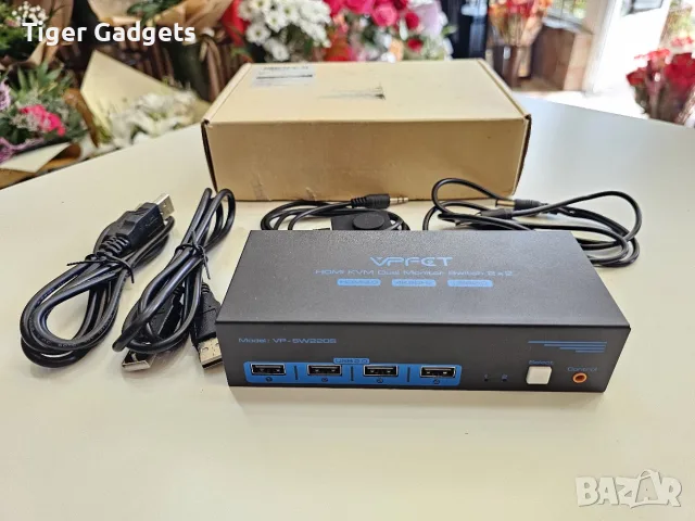CMSTEDCD SW220S HDMI KVM Switch 2 компютъра / 2 монитора – 4K 60Hz, Dual Monitor, USB 2.0, снимка 8 - Кабели и адаптери - 56081562