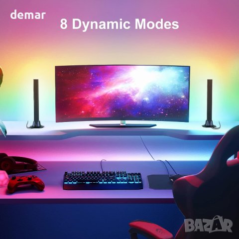 Ustellar RGB светлинна лента за синхронизиране с музика,8 динамични режима за декорация на стая 2 бр, снимка 5 - Лед осветление - 44148260