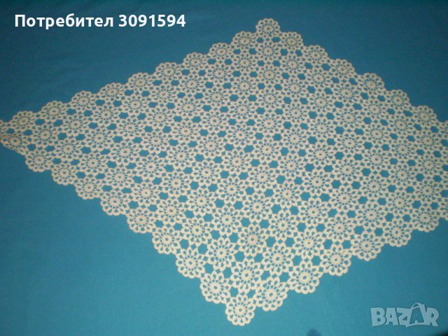 Ретро плетена на една кука ромбоидна покривка на цветя, снимка 2 - Антикварни и старинни предмети - 41938343