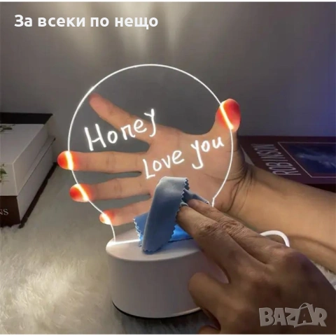 3D LED нощна лампа - табло за съобщения, снимка 2 - Настолни лампи - 53164976